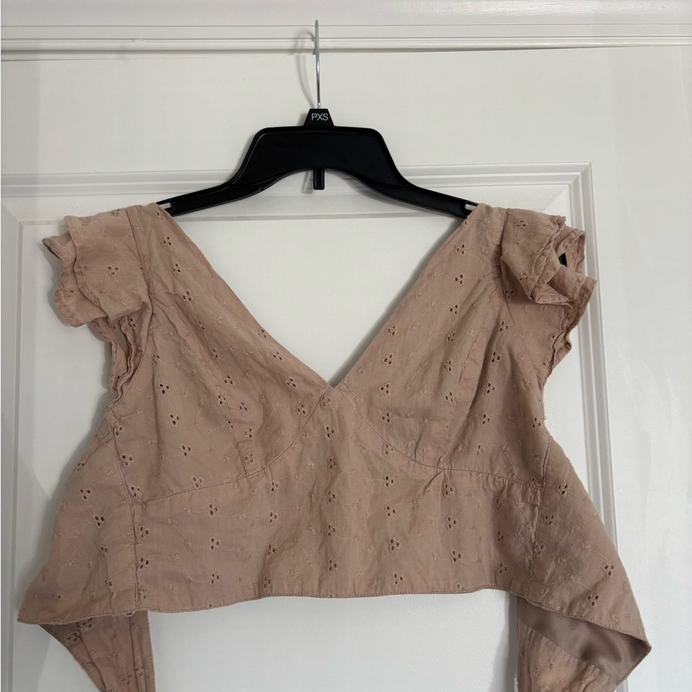 Tan Eyelet Crop Top